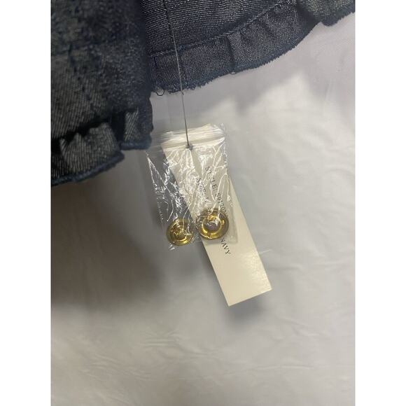 New Sandro Denim Military Style Button Up Ruffle Peplum Jacket Size Large - Picture 4 of 4